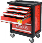 YATO YT-55307 skrinka dielenská pojazdná s náradím 185ks 6 zásuviek Dielenská skrinka značky YATO vybavená 6 zásuvkami s guličkovým ložiskom obsahuje
